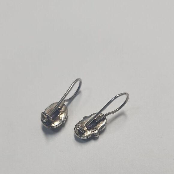 Sterling Silver 925 and Amethyst Earrings French Hooks - Picture 2 of 4